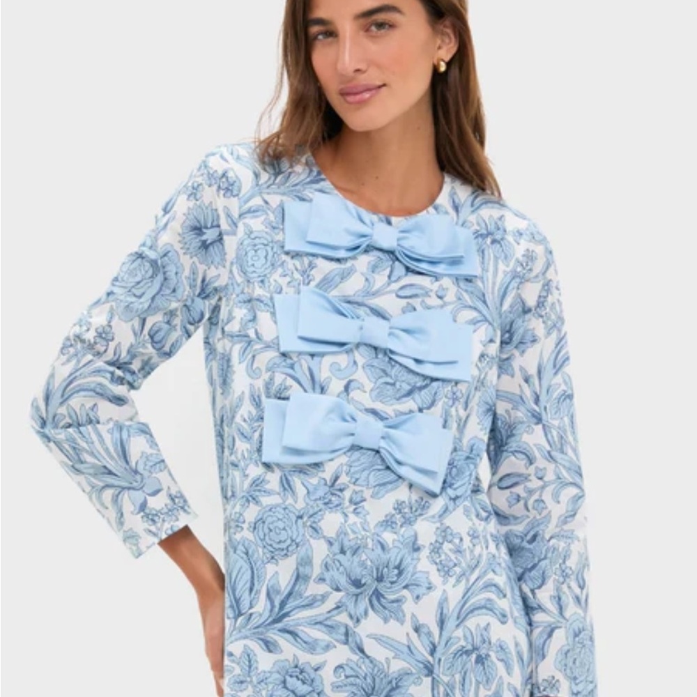 Tuckernuck Blue Chintz Clarice Bows Dress NWT Small - Picture 2 of 3